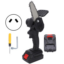 (Black AU Plug) Mini-Kettensäge 4 Zoll Tragbar Einhand Trimmkette mit Bürste