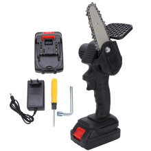 (Black EU Plug) Mini-Kettensäge 4 Zoll Tragbar Einhand Trimmkette mit Bürste