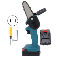 (Blue US Plug) Mini-Kettensäge 4 Zoll Tragbar Einhand Trimmkette mit Bürste