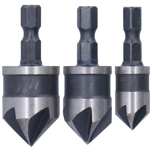 3x Senkbohrer 5-schneidig HSS für Holz