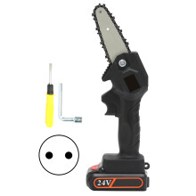 (EU Plug) Mini Electric Pruning Saw Handheld Charging Garden Chainsaw Black