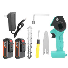 (US Plug) Mini Electric Pruning Saw Charging Garden Chainsaw FYD001 Green
