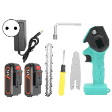 (EU Plug) Mini Electric Pruning Saw Charging Garden Chainsaw FYD001 Green
