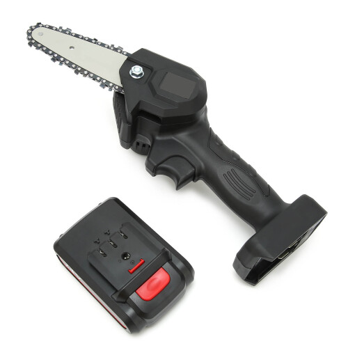 (EU Plug) Mini Electric Pruning Saw Handheld Charging Garden Chainsaw Black 1