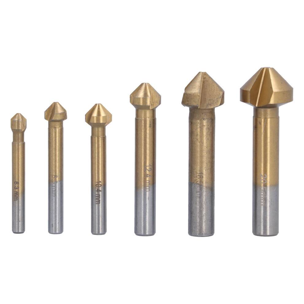 6Pcs Titanium Plated 90 Degree Hss Chamfer End Mill Cutter Bit 610830866051