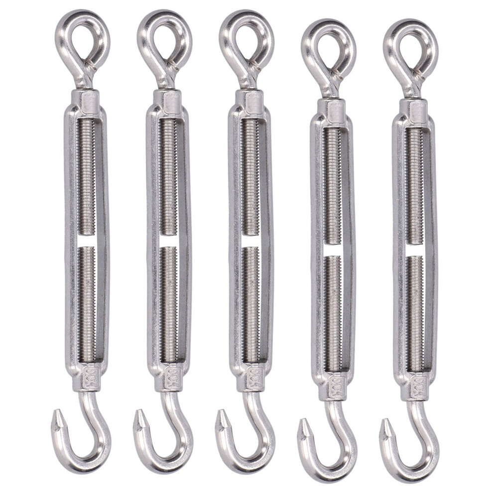 (M6) 5Pcs Turnbuckle Hook Eye Wire Rope Tension 304 Stainless Steel M6 610830868291