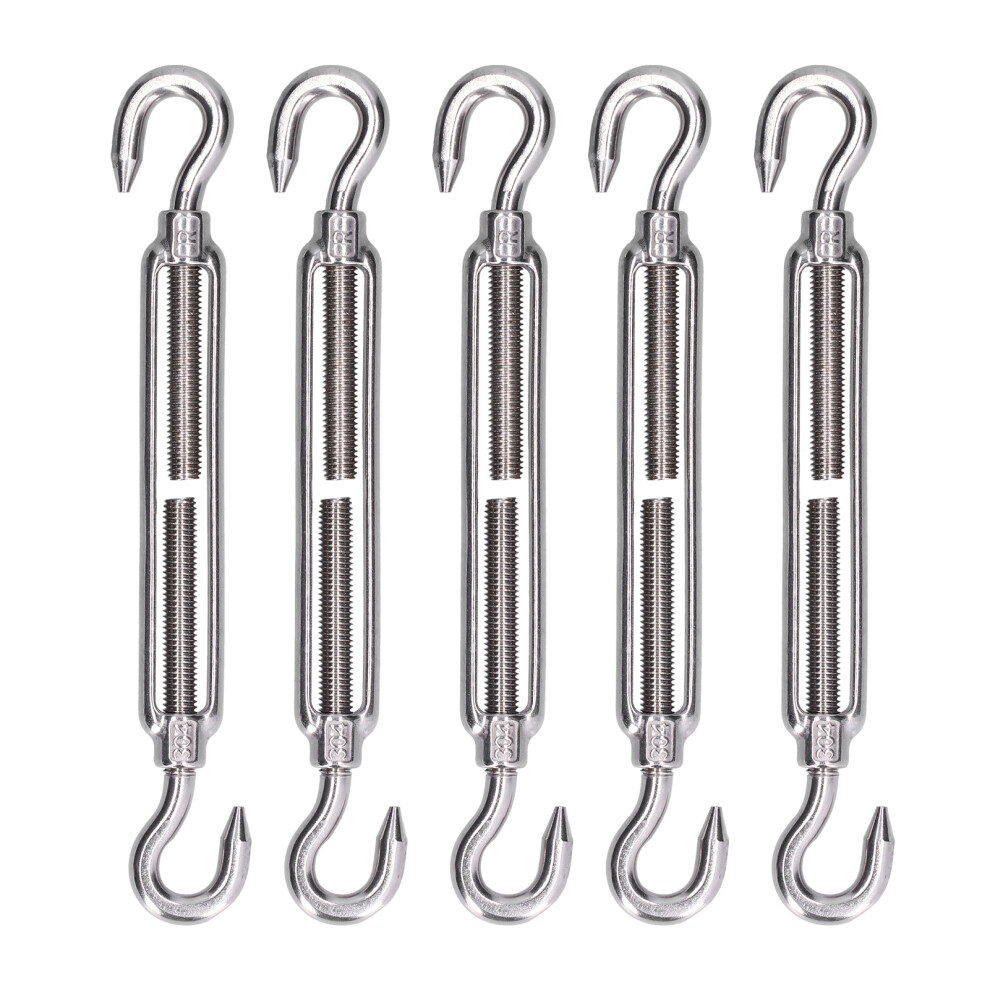 (M4) 5Pcs Turnbuckle Hook Wire Rope Tension 304 Stainless Steel M6 610830868734