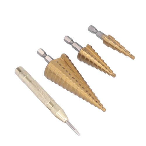 (Pagoda Shape) 3Pcs Step Drill Bit HSS Hex Shank 4-32mm Automatic Centring 2
