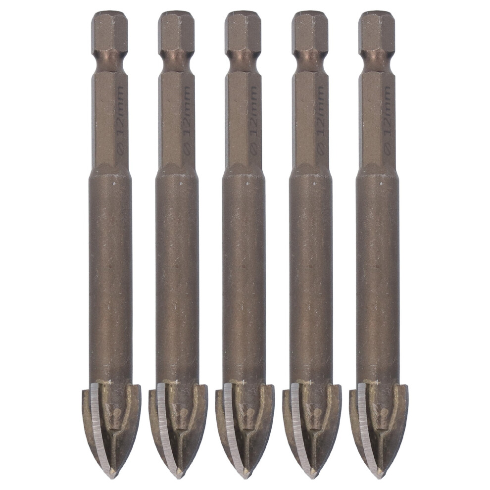 (12mm) 5Pcs 1/4in Hex Shank Cross Drill Bit Tile Glass Ceramic Concrete 8mm-image-OPC-PMCJD2Y-NEW