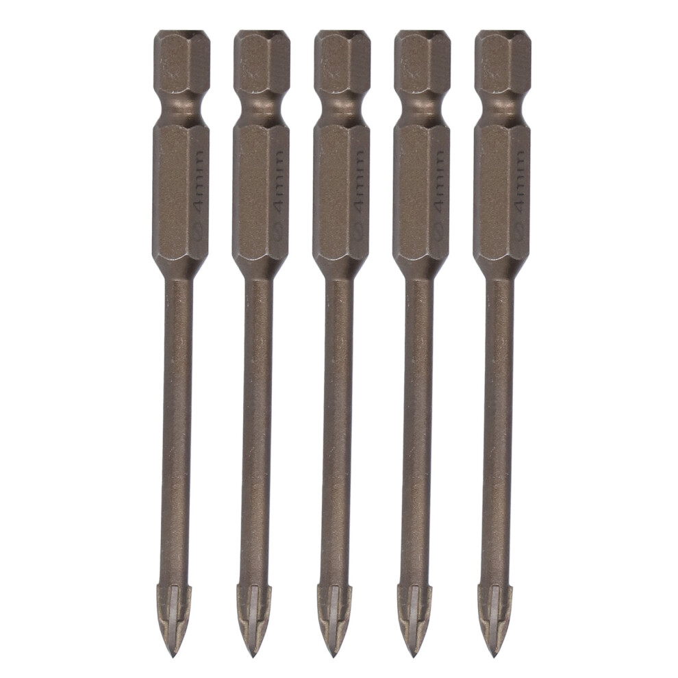 (4Mm) 5Pcs 1/4In Hex Shank Cross Drill Bit Tile Glass Ceramic Concrete 8Mm 610830858292