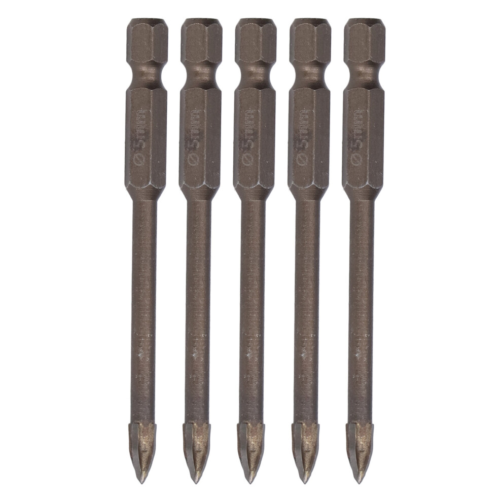 (5Mm) 5Pcs 1/4In Hex Shank Cross Drill Bit Tile Glass Ceramic Concrete 8Mm 610830858322