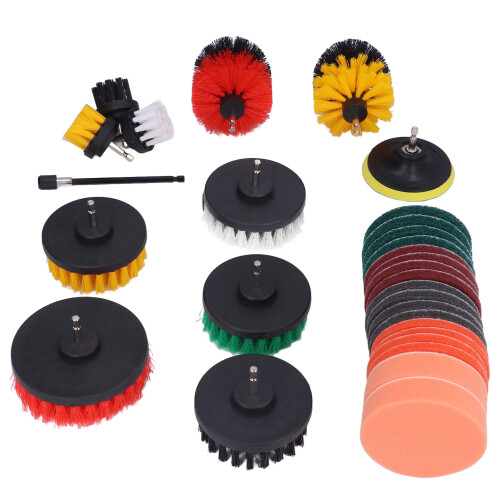 Drill Brush Attachment Set Car Detailing Kit Scrub Pads Sponge 2