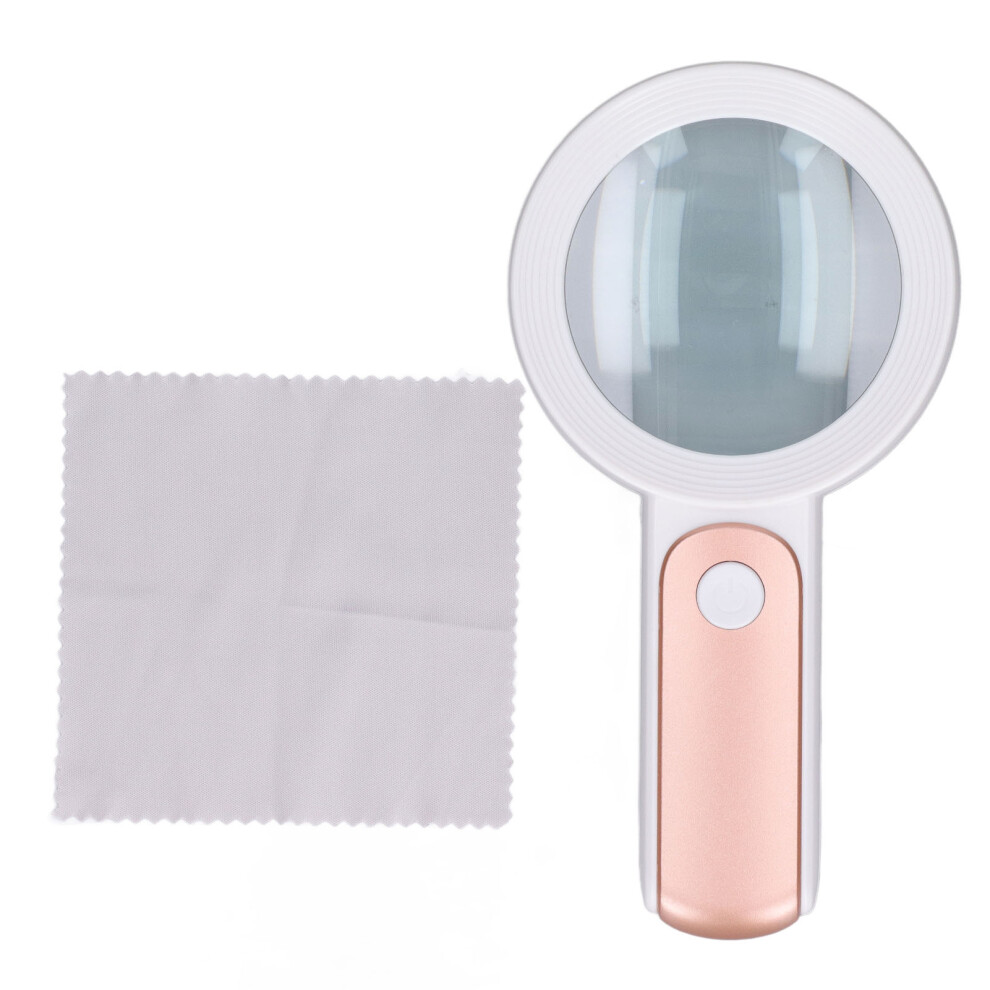 Gold/White (Rose And White) Handheld Magnifier 30X Hd Led Reading Glass Rose