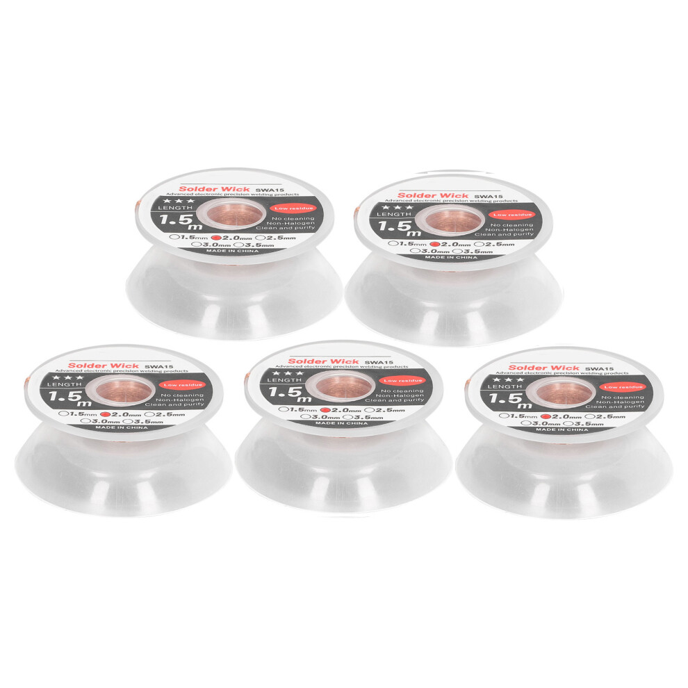 (2.0Mm) 5Pcs Solder Wick No Clean Low Residue 1.5M 2.5Mm 610830843359