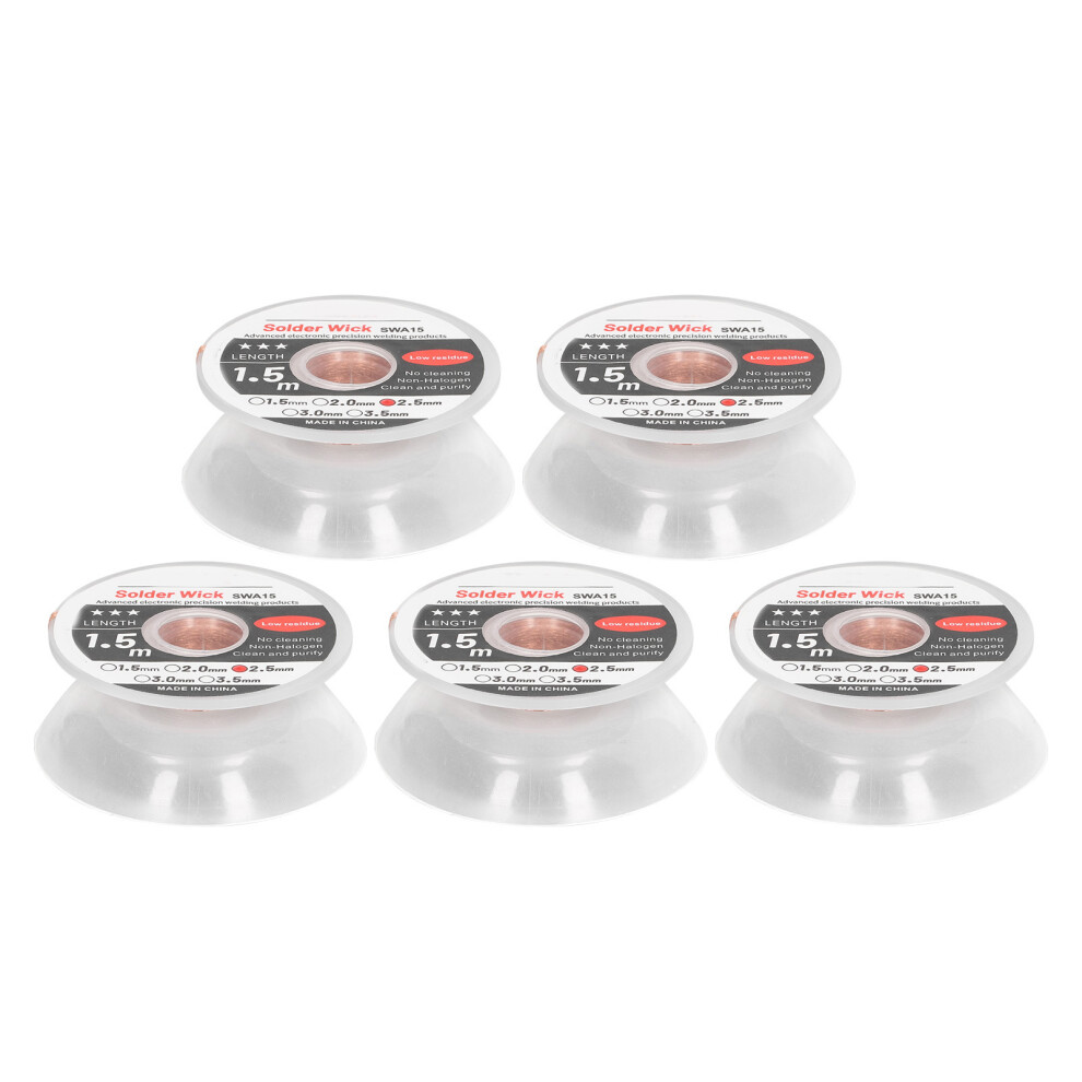 (2.5Mm) 5Pcs Solder Wick No Clean Low Residue 1.5M 2.5Mm 610830843342