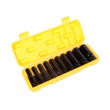 (Yellow Box) 10x 1/2"-Pneumatiksteckdosen Chrom-Vanadium, 6-Kant, Gelb