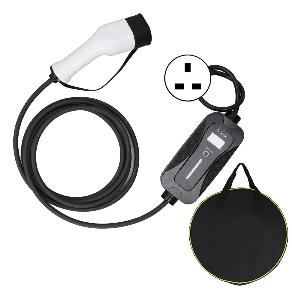 (Uk Plug 220V) Portable Ev Charger 5M Cord Single Phase Regulated Screen 610830835743
