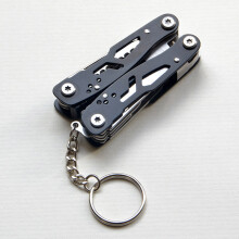 (Steel Color) Mini Foldable 14-in-1 Stainless Steel Multi Tool Plier Outdoor Black