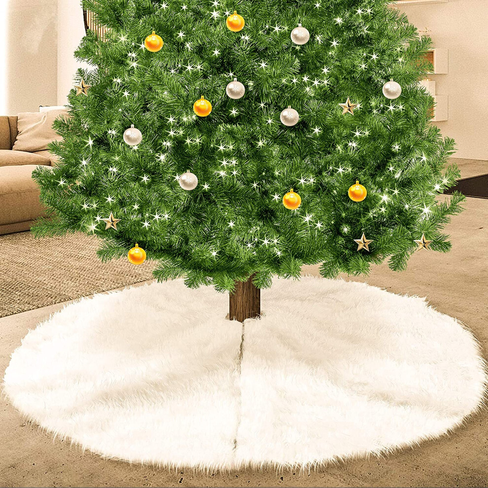 78cm Luxury Fur Christmas Tree Skirt Winter Xmas Tree Mat Holiday Party-image-OPC-PMCJDSF-NEW