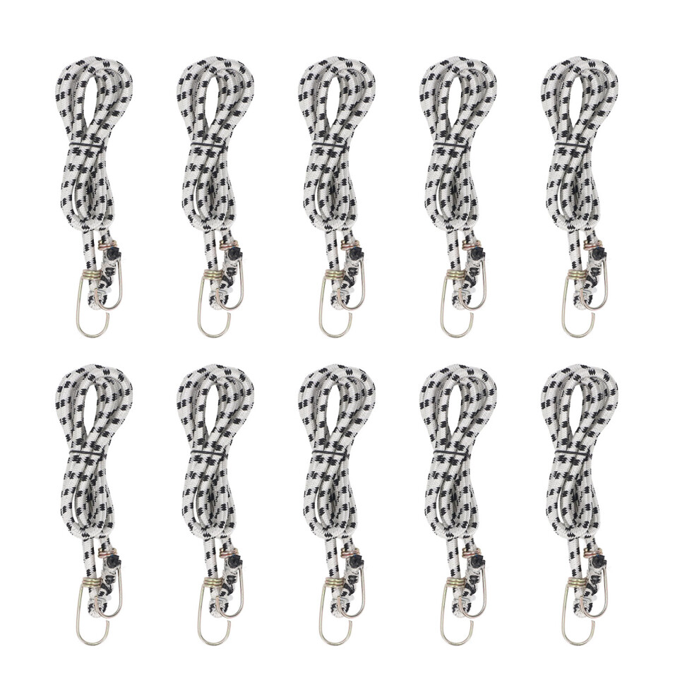 (4M / 13.1Ft) 10Pcs Rubber Elastic Rope With Hook 1.5M/4.9Ft Heavy Duty Tie Down 610830966300