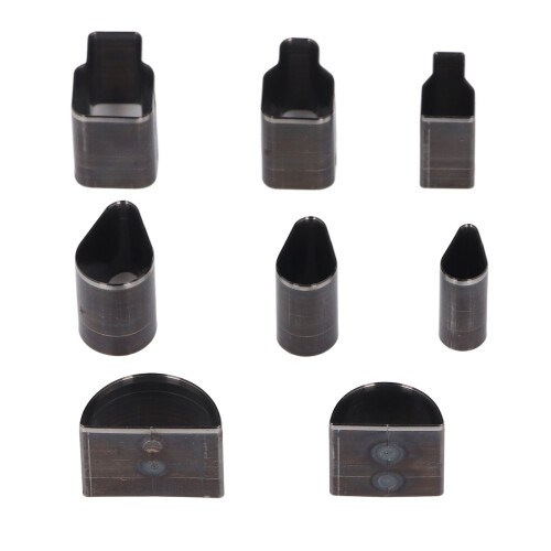 8x Leder-Stanzset Oval, Halbkreis, Quadrat, Wassertropfen 1