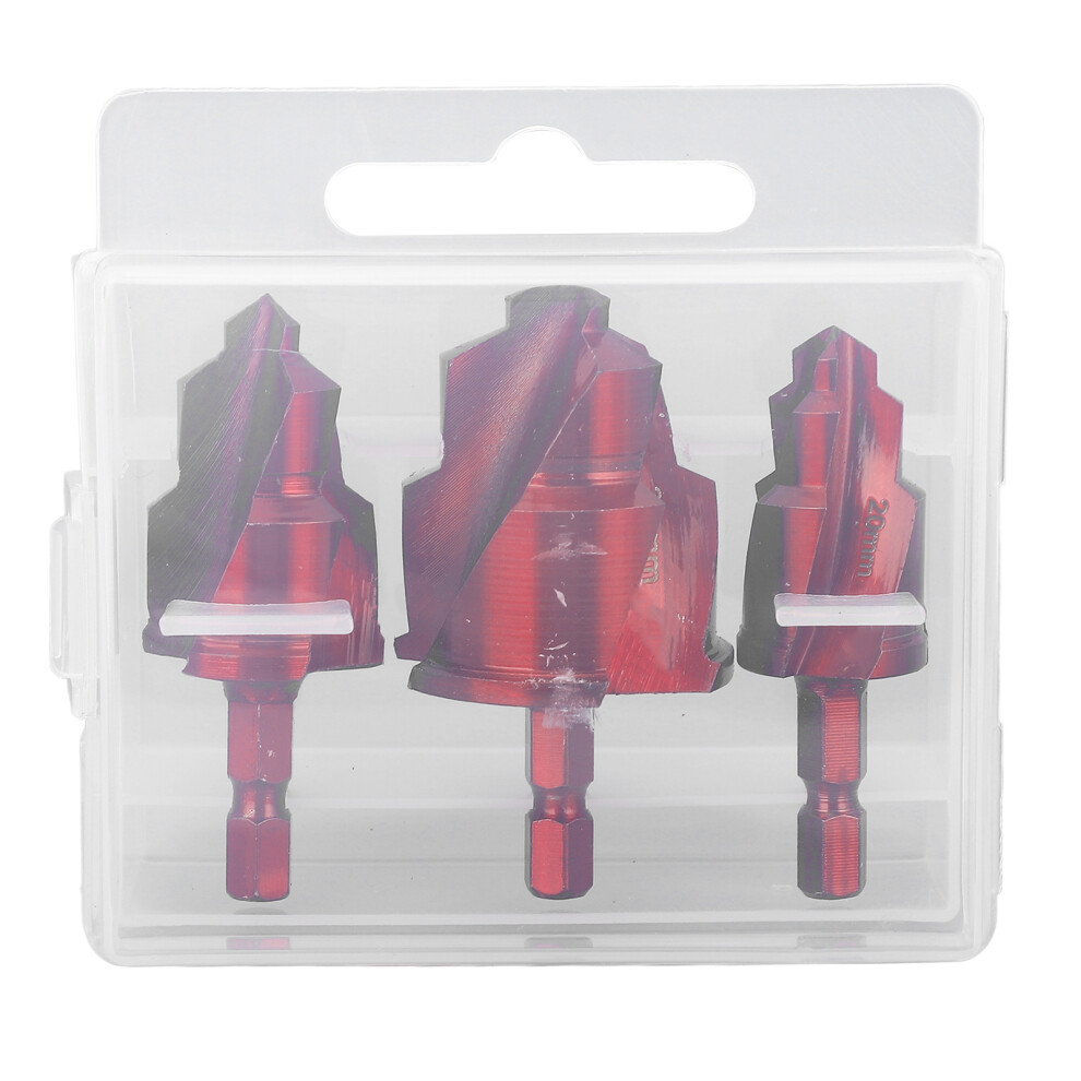 3Pcs Ppr Lifting Stepped Drill Bits 1/4" Hex 15-19Mm 18-24Mm 24-31Mm 610830960285
