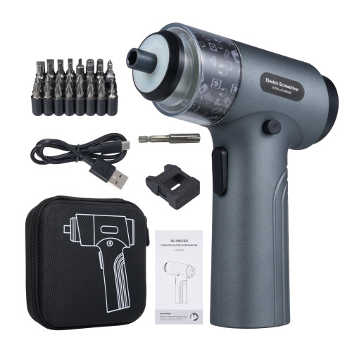 (Dark Grey) E-Schraubendreher 32in1 7-Gang LED Rückwärts Touchscreen