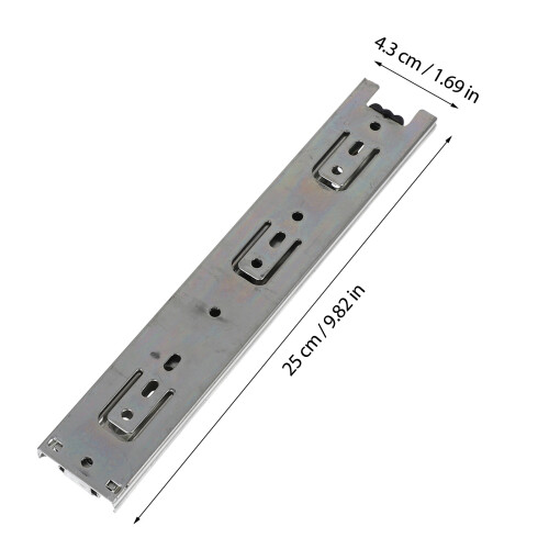 2 peças trilho para gaveta, corrediça 10 polegadas, 1