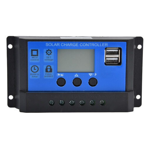 (30A) Solarladeregler LCD Dual-USB 12V-24V 10A
