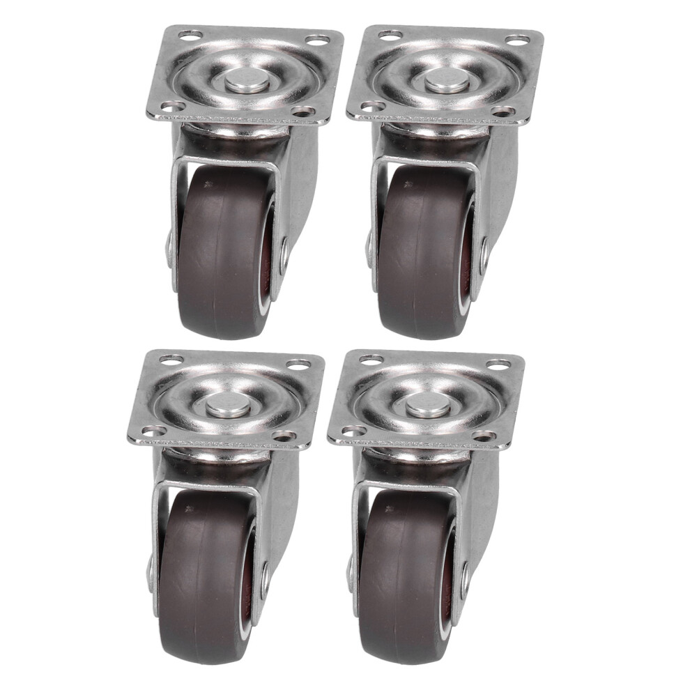 4Pcs Caster Wheel Industrial Silent Tpr Rubber Brown 610830879846