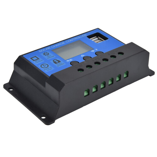 (30A) Solarladeregler LCD Dual-USB 12V-24V 10A 2