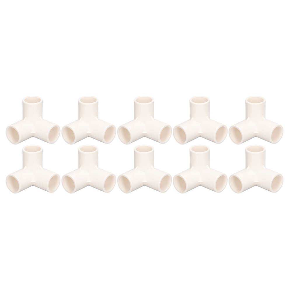 (White) 10Pcs 3 Way Pvc Pipe Fittings 25Mm Id Tee Elbow Connector White 323163114163