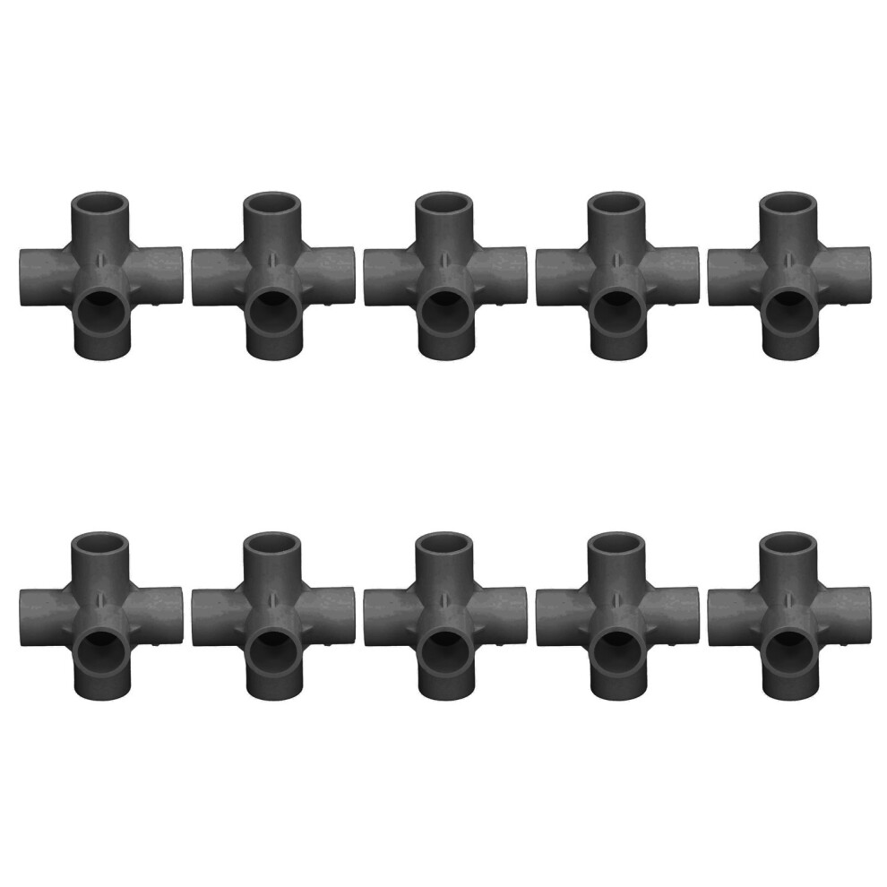 (White) 10Pcs 6 Way Pvc Pipe Connector 25Mm Id Black 323163114484