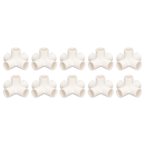 (White) 10x 5-Wege PVC Verbinder 25mm Bogen Weiß