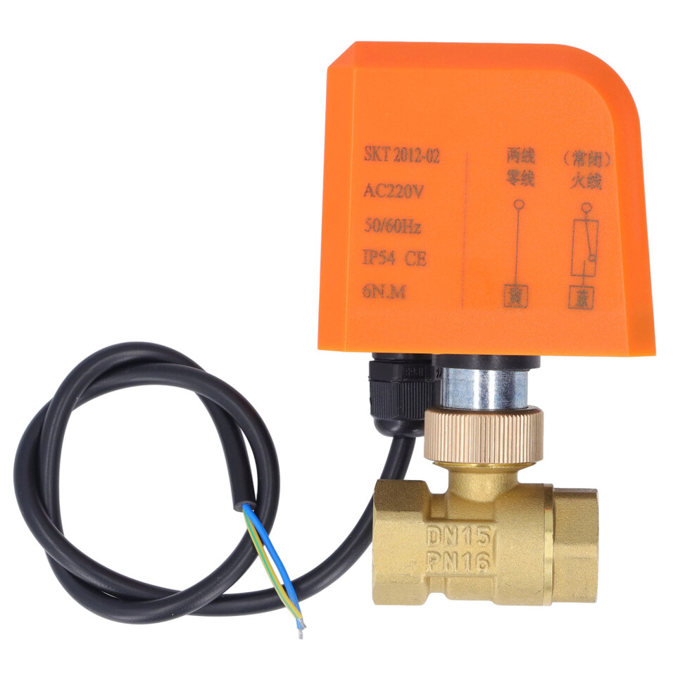 Motorized Ball Valve 2 Wire 2 Way Nc Dn15 Brass Abs Ac220v 323163114729