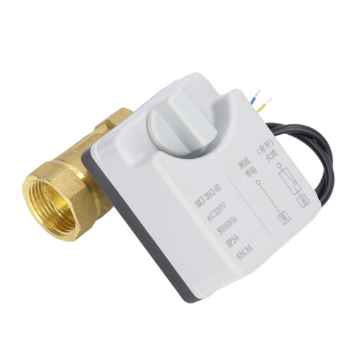 DN25 Messing Motorisiertes Kugelhahn 2-Wege 2-Draht NO AC220V 1