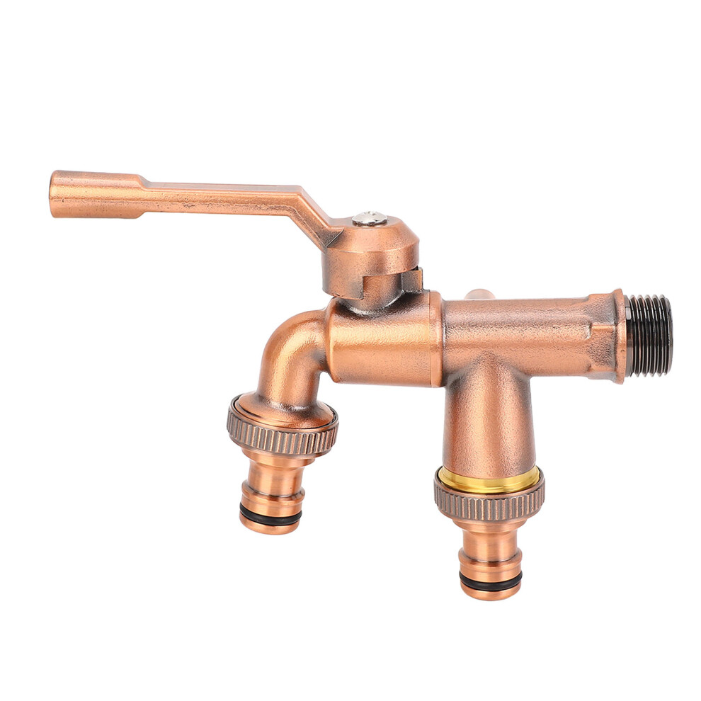 Double Taps Water Faucet 3/4" Inlet 25Mm 2 Way Garden Hose Splitter 610830962326