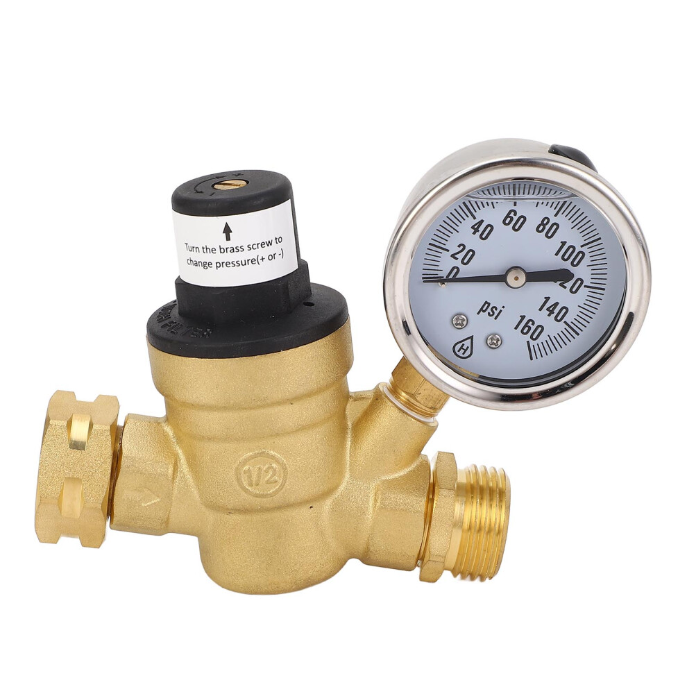 3/4 Inch Brass Adjustable Water Pressure Regulator With Gauge For Rv 610830962333