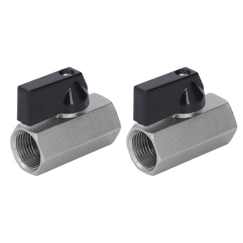 2x Messing-Kugelventil G3/8 weiblich Sandgestrahlt Absperrventil