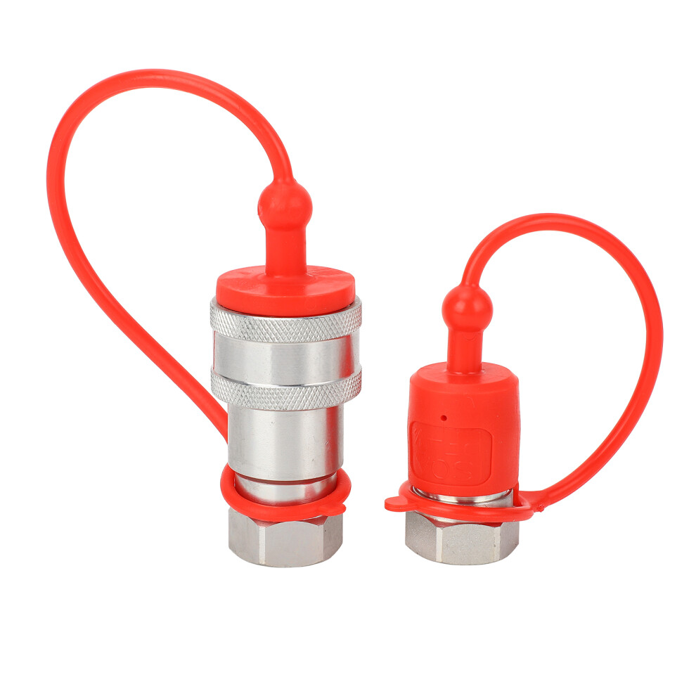 2 Pcs 1/2In Npt Hydraulic Coupler Male Female Iso 7241-A Dust Caps 610830967260