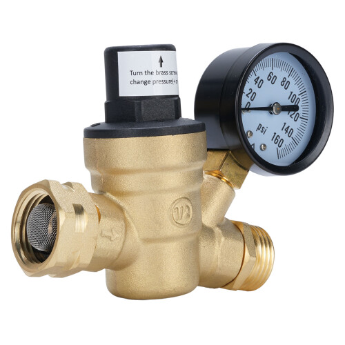 Messing-Wasserdruckregler 3/4" mit Manometer 1