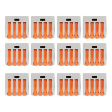 12 Pcs PCT-214 Connector Spring Terminal Block 4 Way Cable Connector