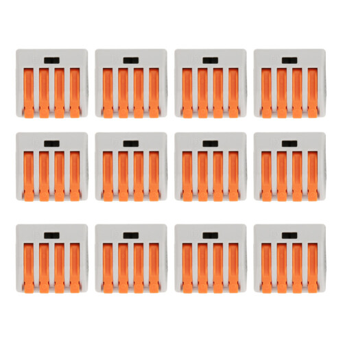 12 Pcs PCT-214 Connector Spring Terminal Block 4 Way Cable Connector
