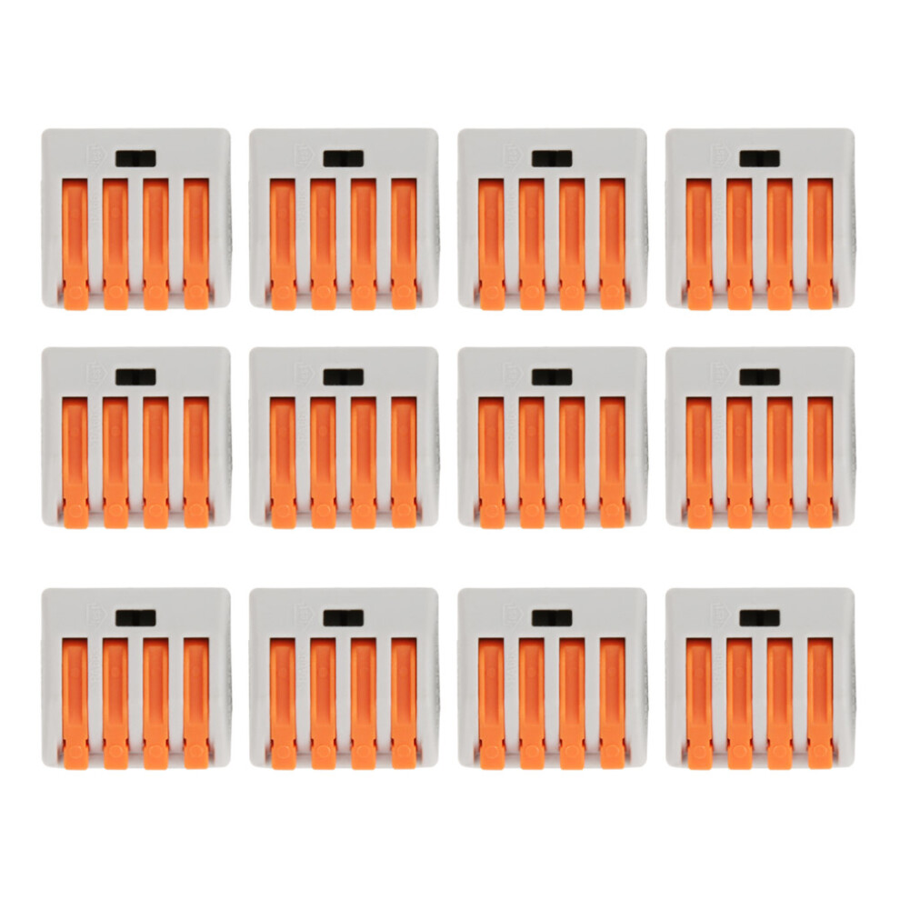12 Pcs Pct-214 Connector Spring Terminal Block 4 Way Cable Connector 610830930837
