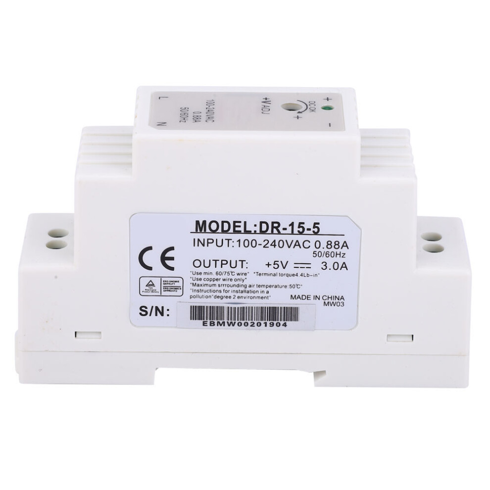 Dr-15-5 Din Rail Single Output Switching Power Supply 15W 5V 3A 610830933487