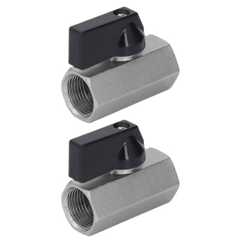 2x Messing-Kugelventil G3/8 weiblich Sandgestrahlt Absperrventil 1