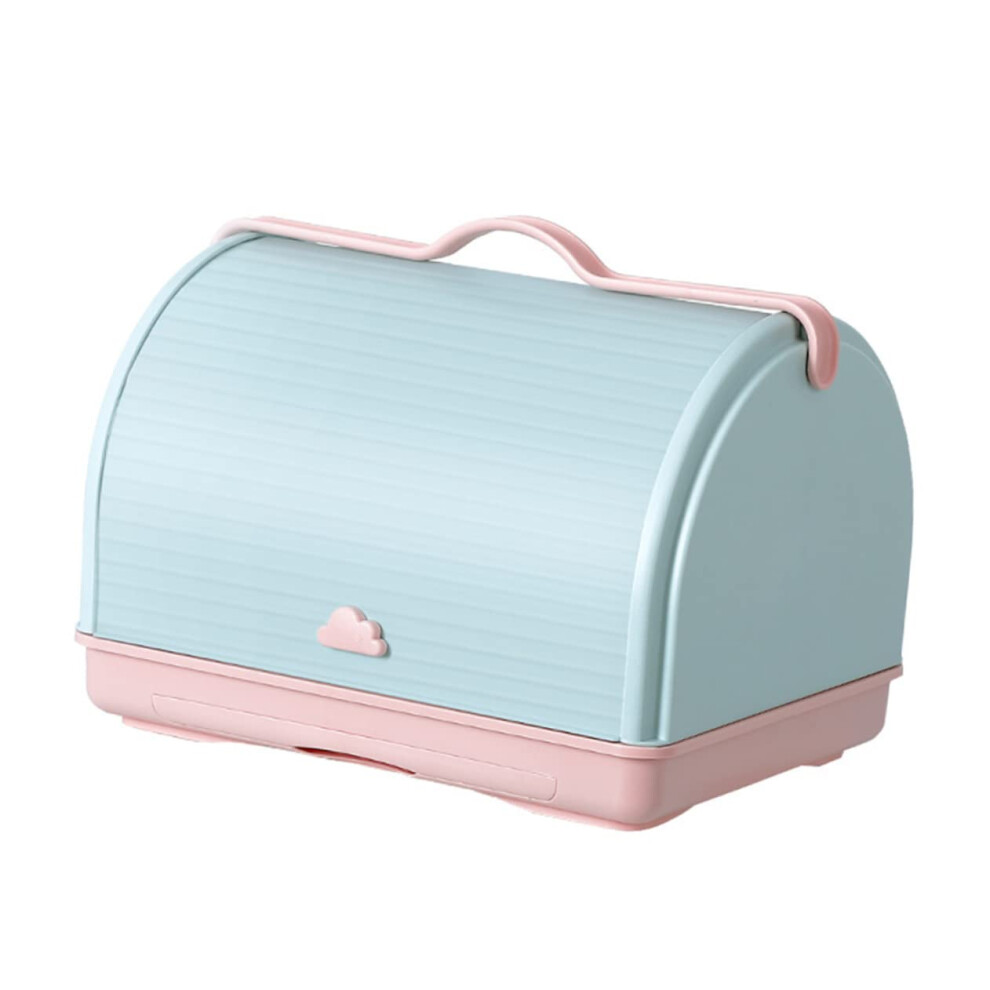 Nursery Organizer Baby Bottle Storage Box With Dustproof Lid Bottle Drainer Rack For Easy Drying Sky Blue