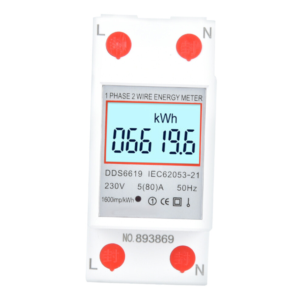 Dds6619 Single Phase Energy Meter 2P Din Rail With Backlight 610830921415
