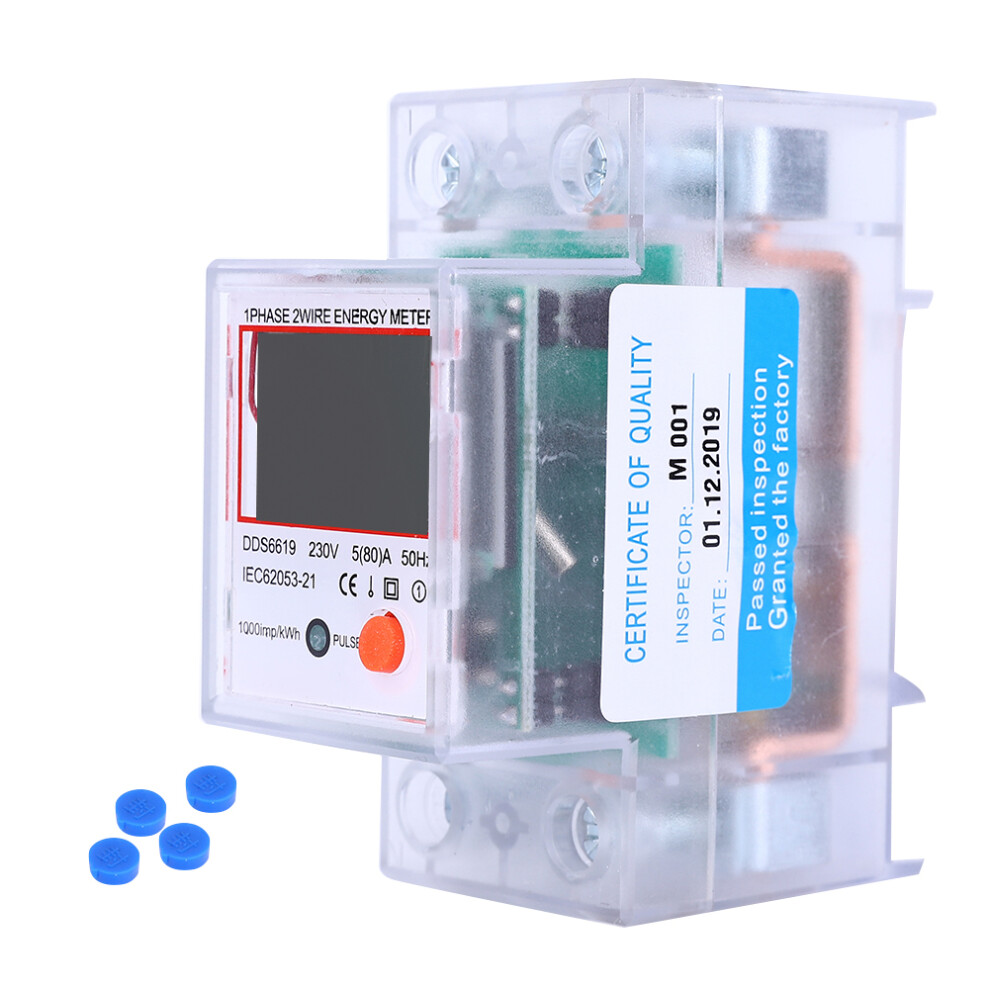 Digital Display Energy Meter 1 Phase 5-80A Multifunction Backlight 610830921736