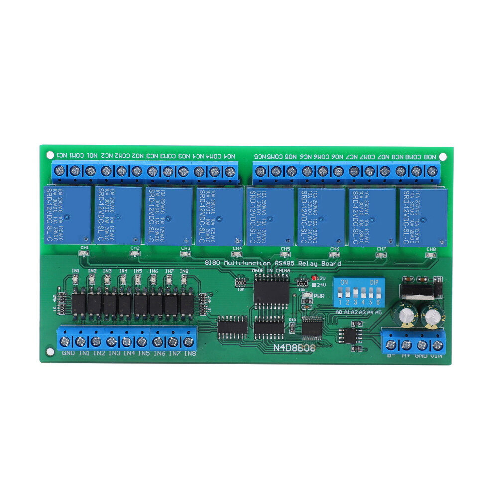 Rs485 Relay Module 8 Input 8 Output Din35 Rail Plc Expansion 12V 610830901301
